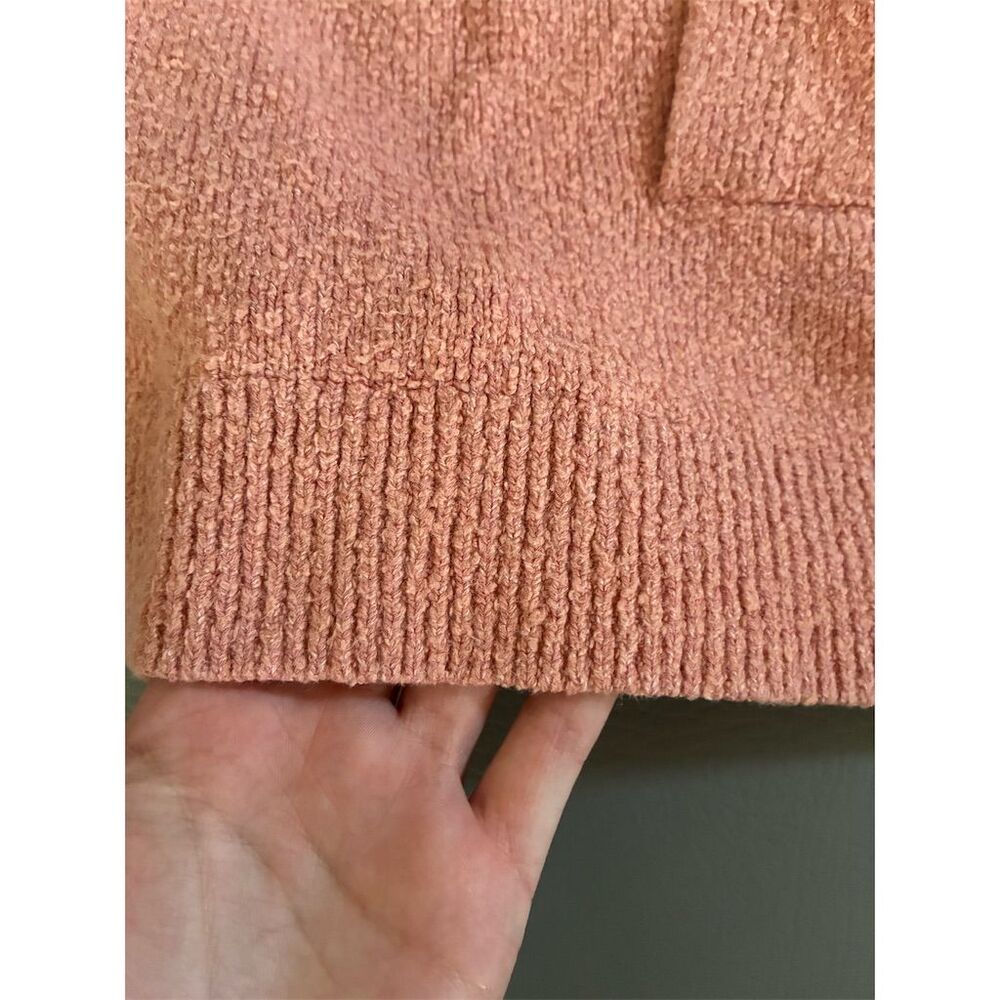 J. Jill Women's Pink Peach Pullover Sweater L Petites Kangaroo Pocket - Picture 3 of 10